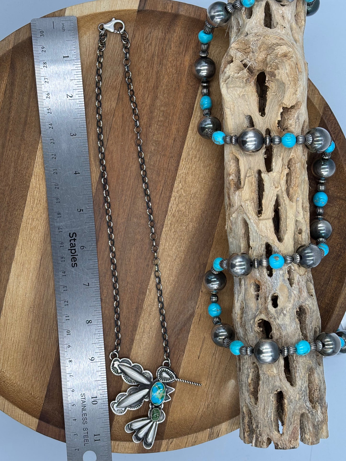 Sonoran Gold Turquoise #4 Hummingbird Necklace by Charles Johnson, Navajo