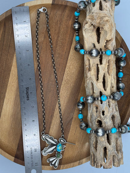 Sonoran Gold Turquoise #4 Hummingbird Necklace by Charles Johnson, Navajo