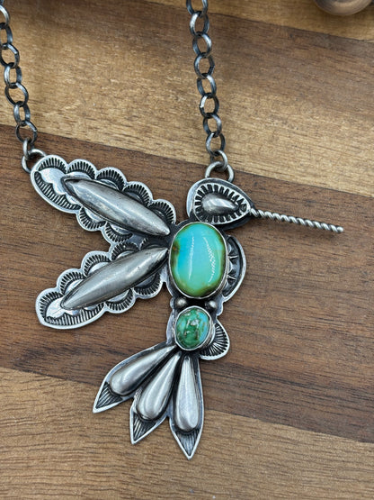 Sonoran Gold Turquoise #5 Hummingbird Necklace by Charles Johnson, Navajo