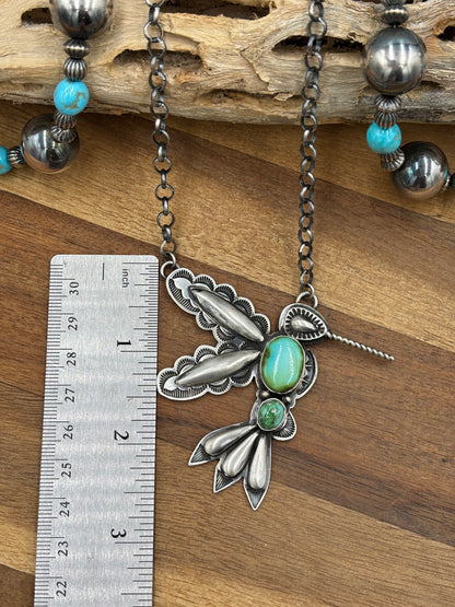 Sonoran Gold Turquoise #5 Hummingbird Necklace by Charles Johnson, Navajo