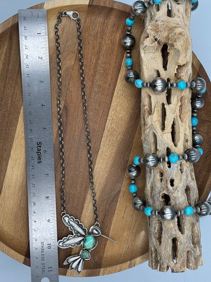 Sonoran Gold Turquoise #5 Hummingbird Necklace by Charles Johnson, Navajo