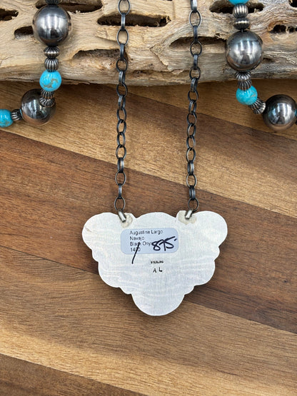 Black Onyx Half Cluster Necklace #1 by Augustine Largo, Navajo