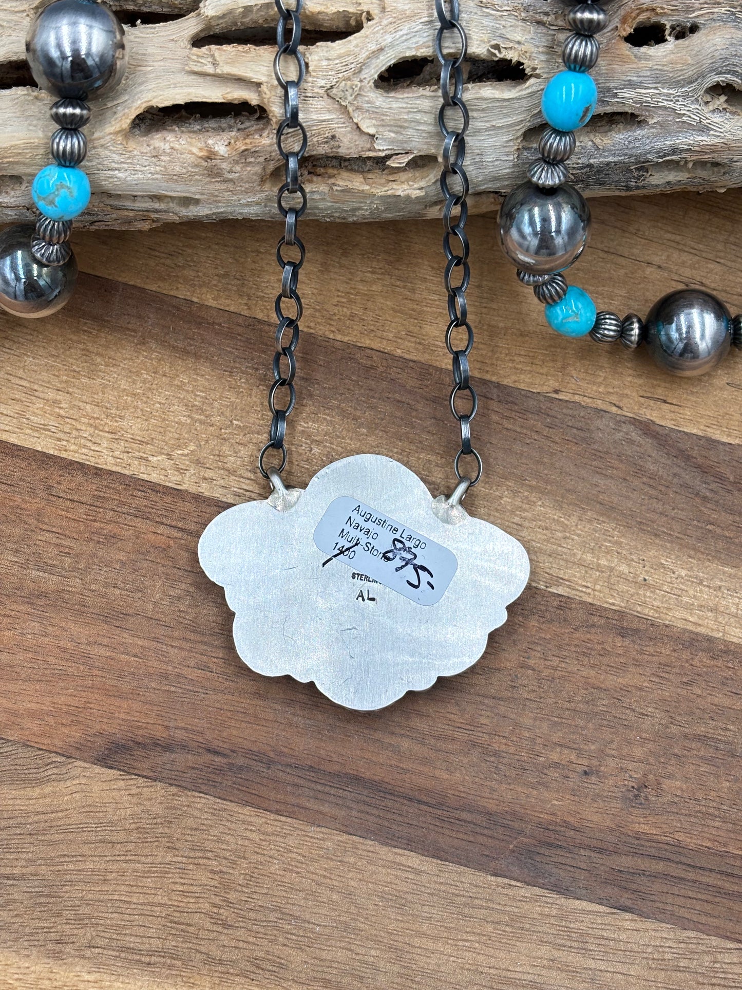 Mixed Stone Half Cluster Necklace #3 by Augustine Largo, Navajo