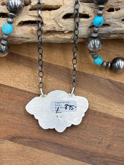 Mixed Stone Half Cluster Necklace #6 by Augustine Largo, Navajo