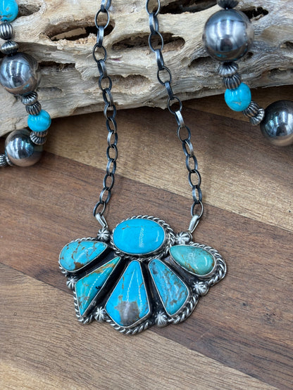 Turquoise Half Cluster Necklace #8 by Augustine Largo, Navajo