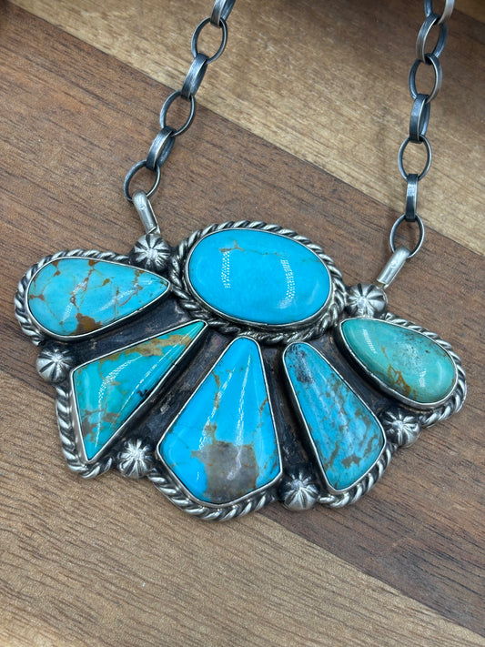 Turquoise Half Cluster Necklace #8 by Augustine Largo, Navajo