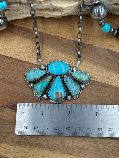 Turquoise Half Cluster Necklace #8 by Augustine Largo, Navajo