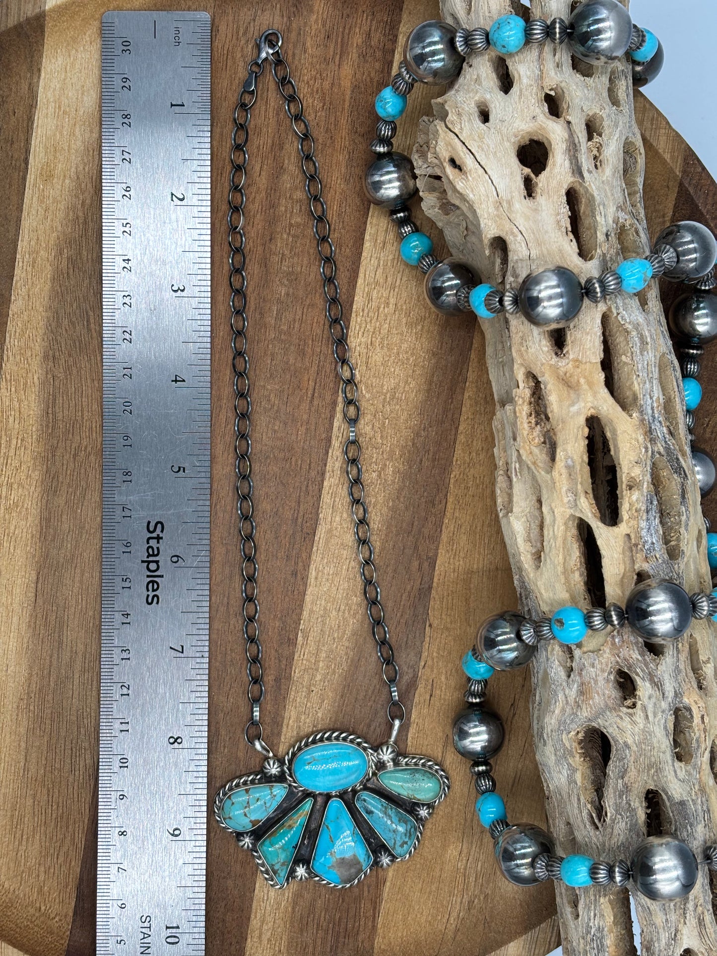 Turquoise Half Cluster Necklace #8 by Augustine Largo, Navajo