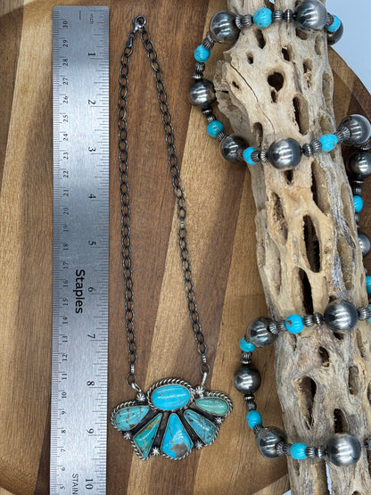 Turquoise Half Cluster Necklace #8 by Augustine Largo, Navajo