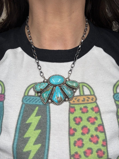 Turquoise Half Cluster Necklace #8 by Augustine Largo, Navajo