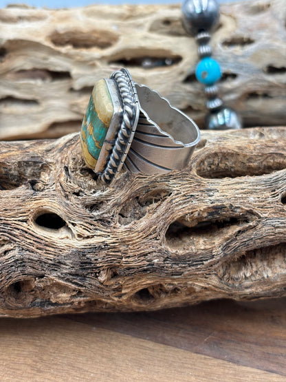 Ribbon Royston Turquoise Ring Size 11 by Gabriel Jurardo, Mexican