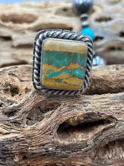 Ribbon Royston Turquoise Ring Size 11 by Gabriel Jurardo, Mexican