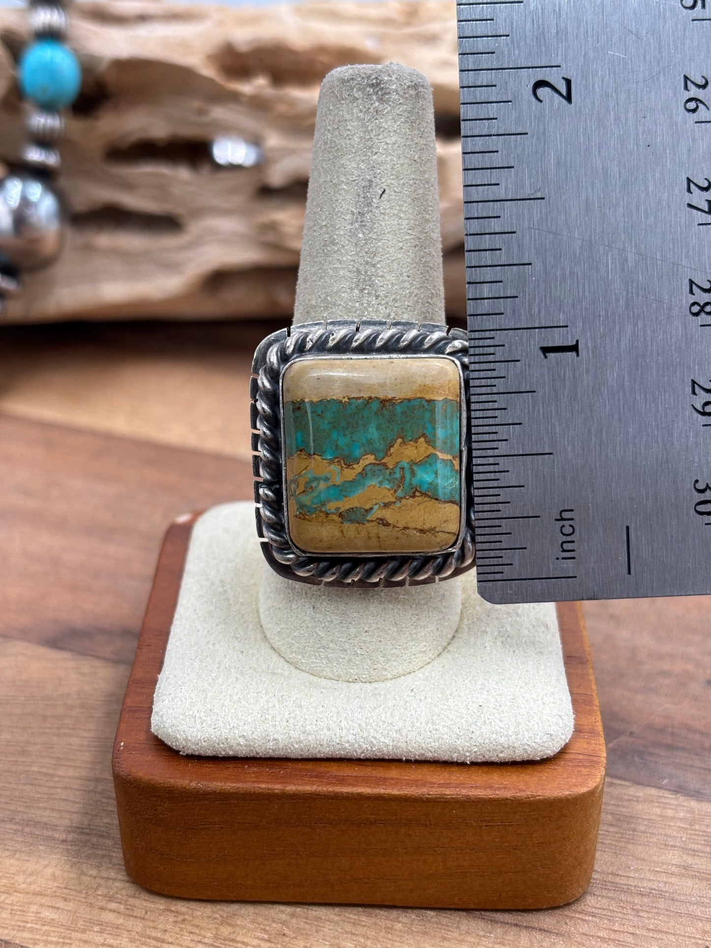 Ribbon Royston Turquoise Ring Size 11 by Gabriel Jurardo, Mexican