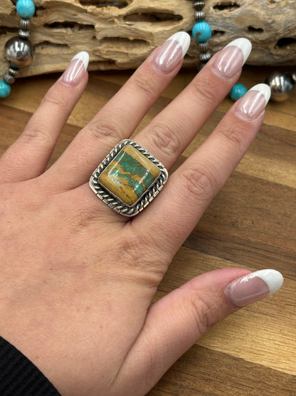 Ribbon Royston Turquoise Ring Size 11 by Gabriel Jurardo, Mexican