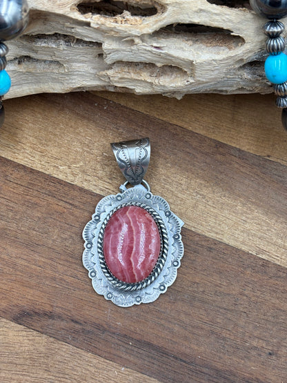 Rhodochrosite Pendant by Jeff Largo, Navajo