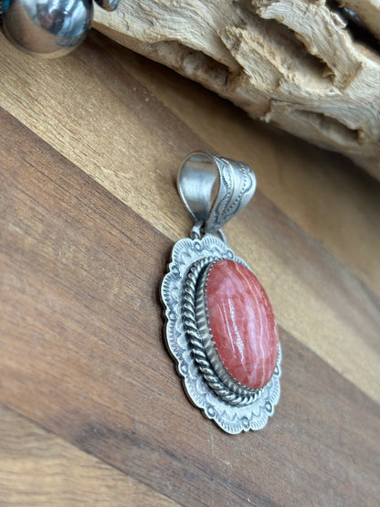 Rhodochrosite Pendant by Jeff Largo, Navajo
