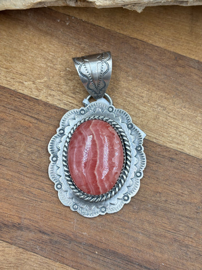 Rhodochrosite Pendant by Jeff Largo, Navajo