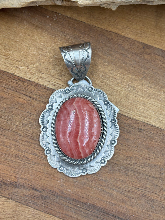 Rhodochrosite Pendant by Jeff Largo, Navajo