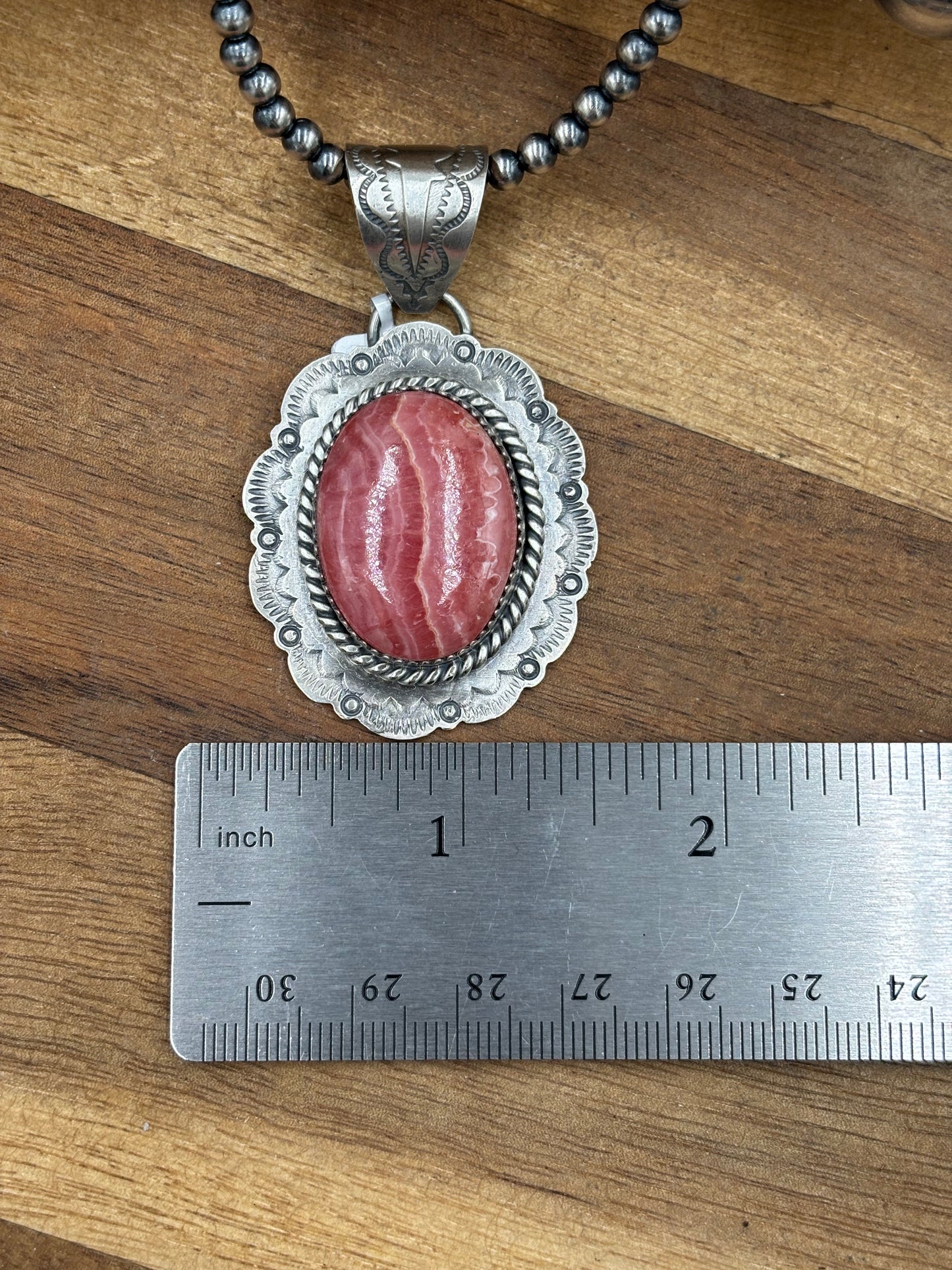 Rhodochrosite Pendant by Jeff Largo, Navajo