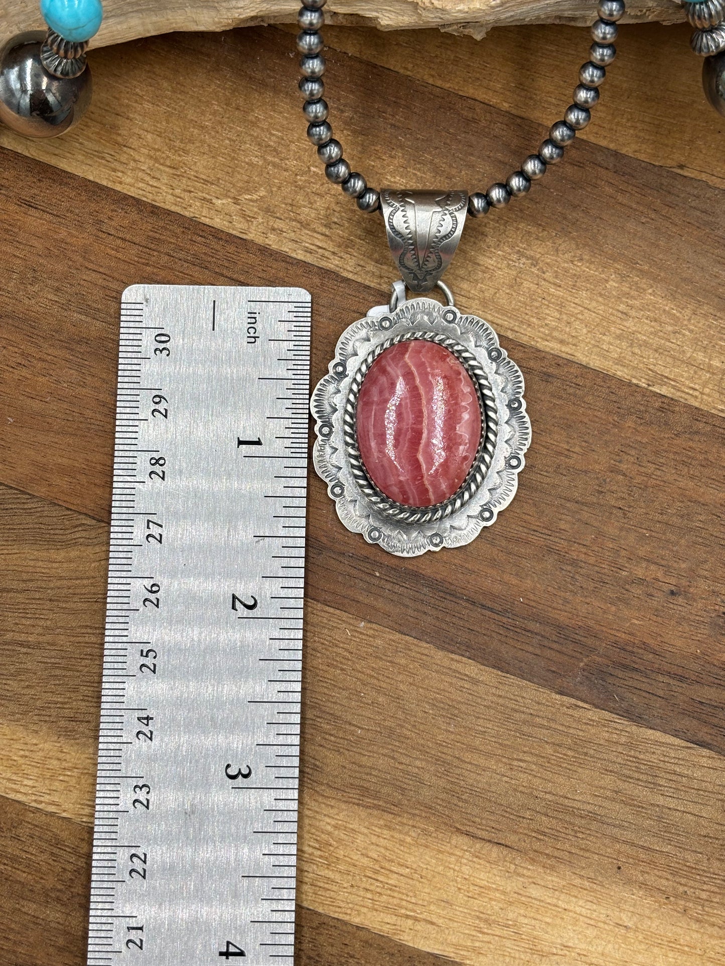 Rhodochrosite Pendant by Jeff Largo, Navajo