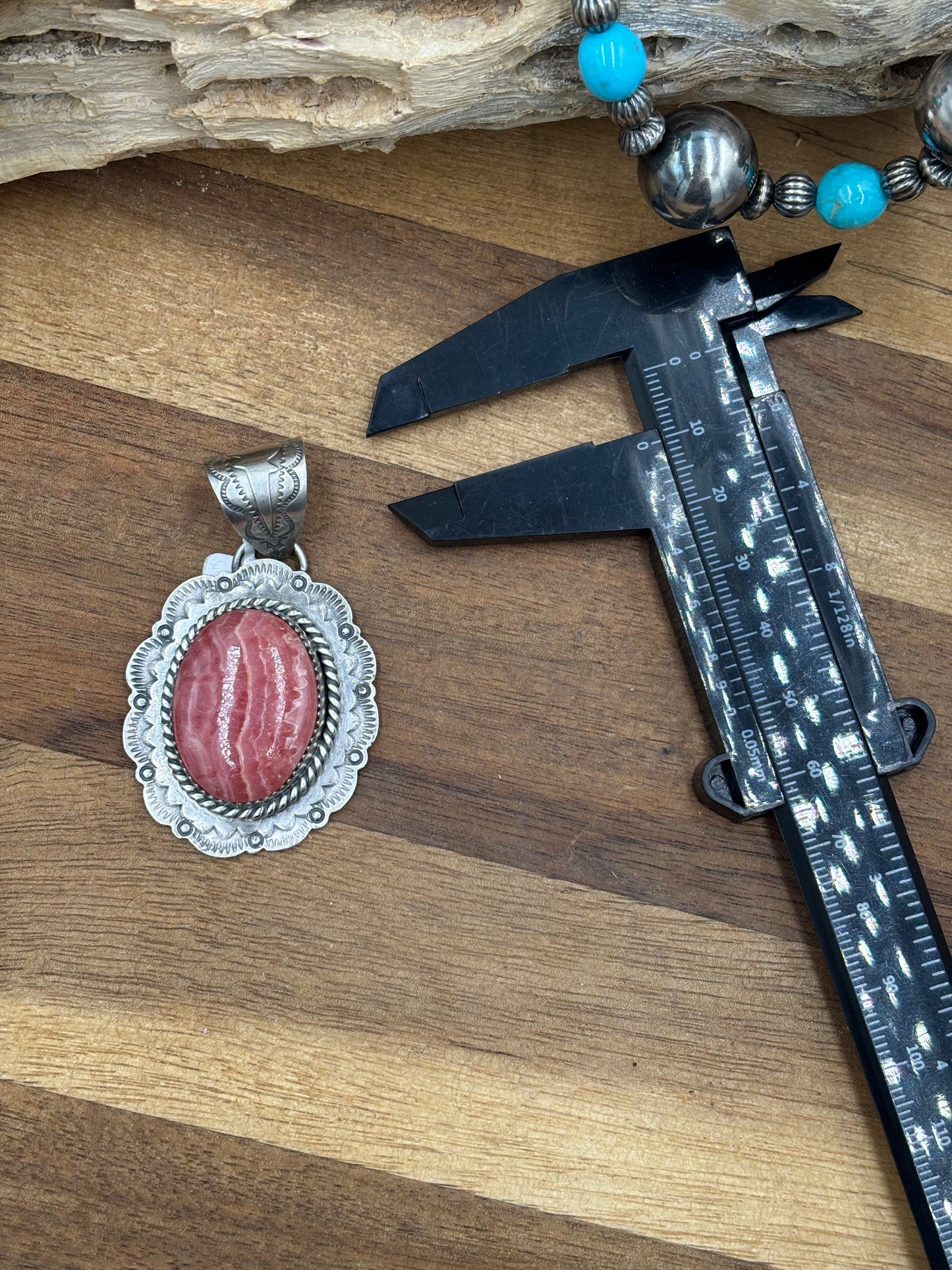 Rhodochrosite Pendant by Jeff Largo, Navajo