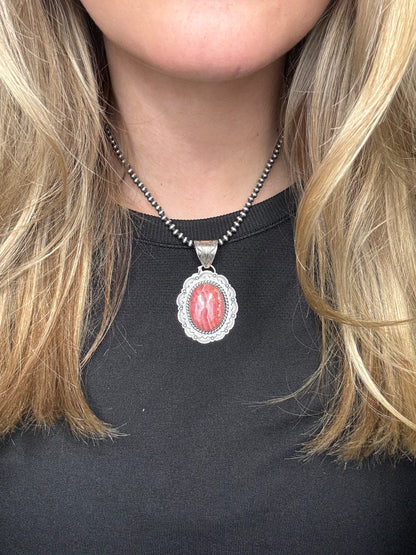 Rhodochrosite Pendant by Jeff Largo, Navajo