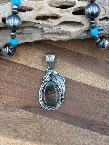 Royston Turquoise Pendant by Gabriel Jurardo, Mexican