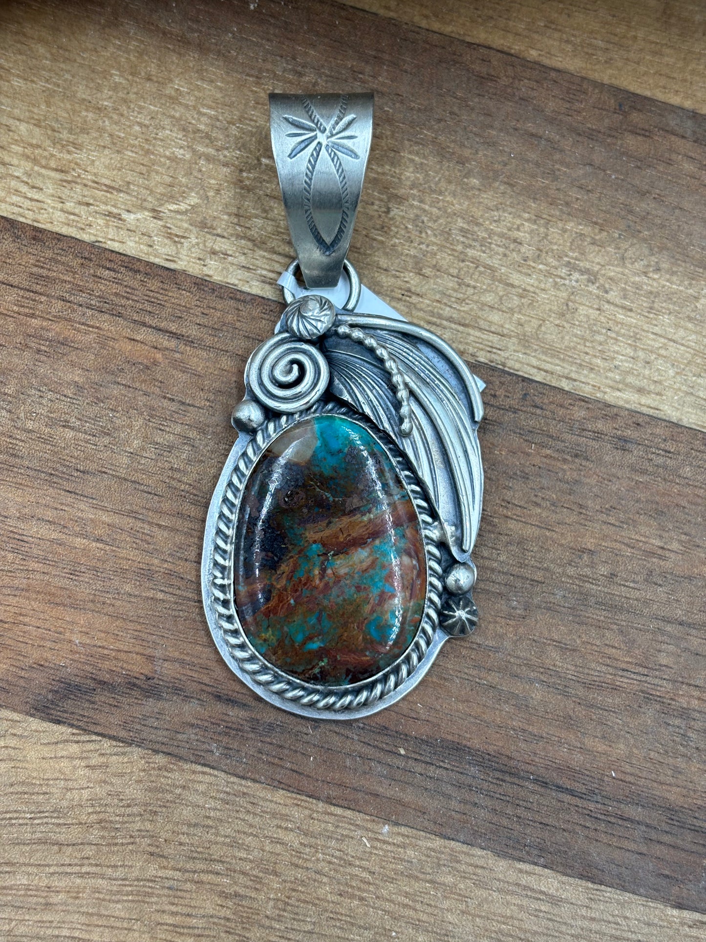 Royston Turquoise Pendant by Gabriel Jurardo, Mexican