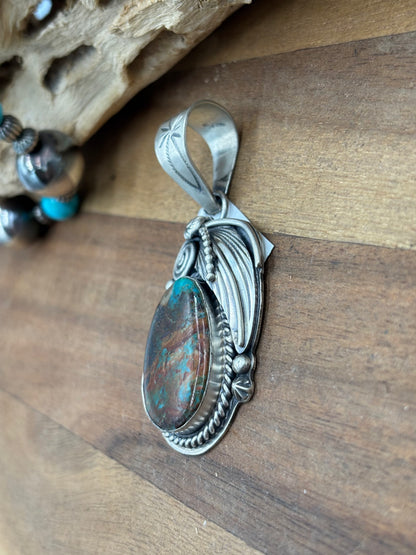 Royston Turquoise Pendant by Gabriel Jurardo, Mexican