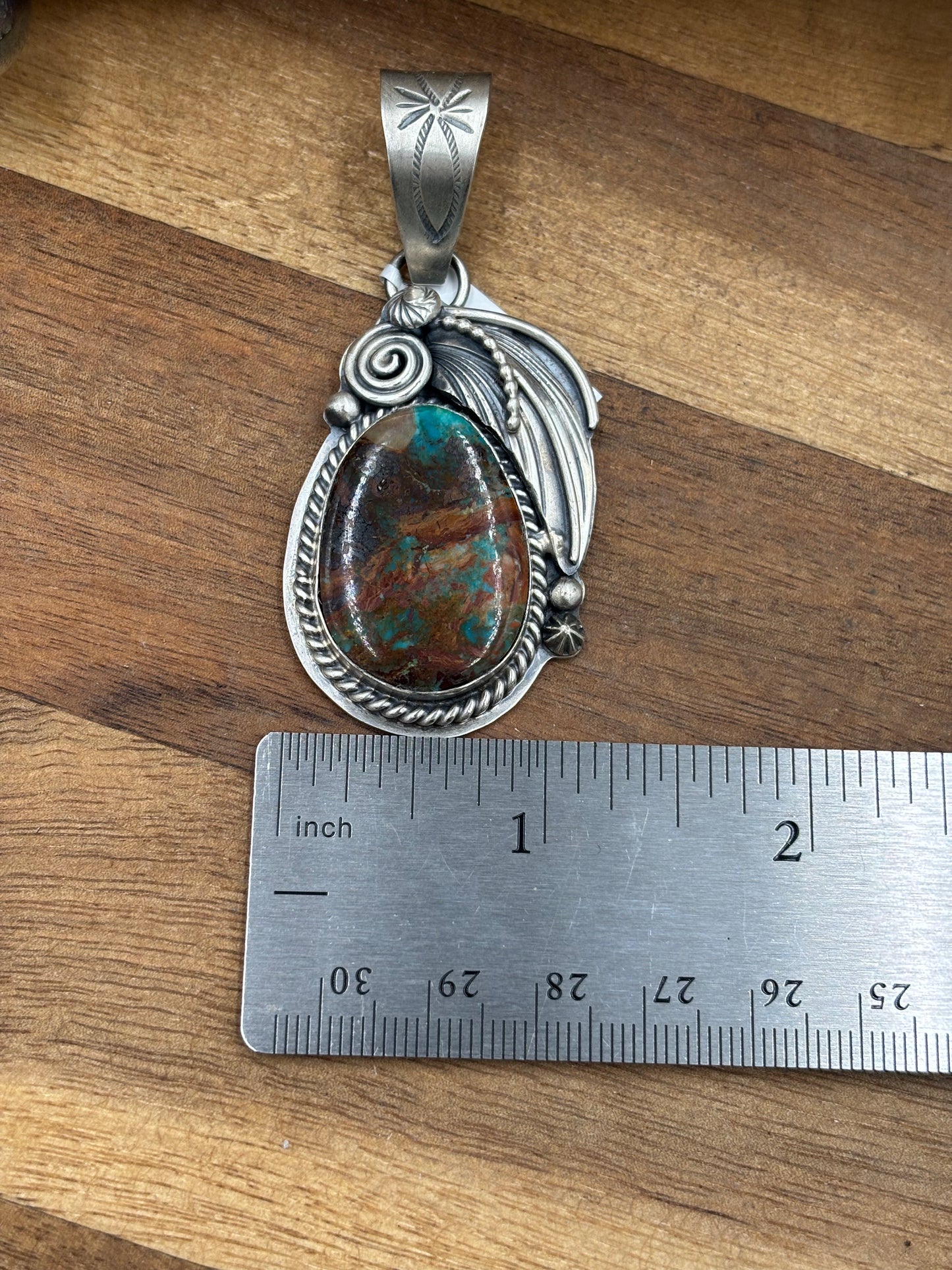 Royston Turquoise Pendant by Gabriel Jurardo, Mexican