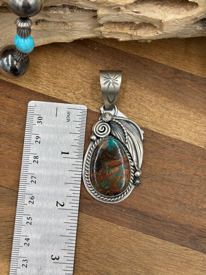 Royston Turquoise Pendant by Gabriel Jurardo, Mexican