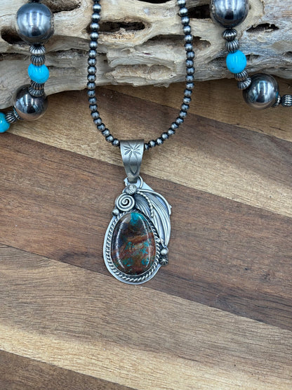 Royston Turquoise Pendant by Gabriel Jurardo, Mexican