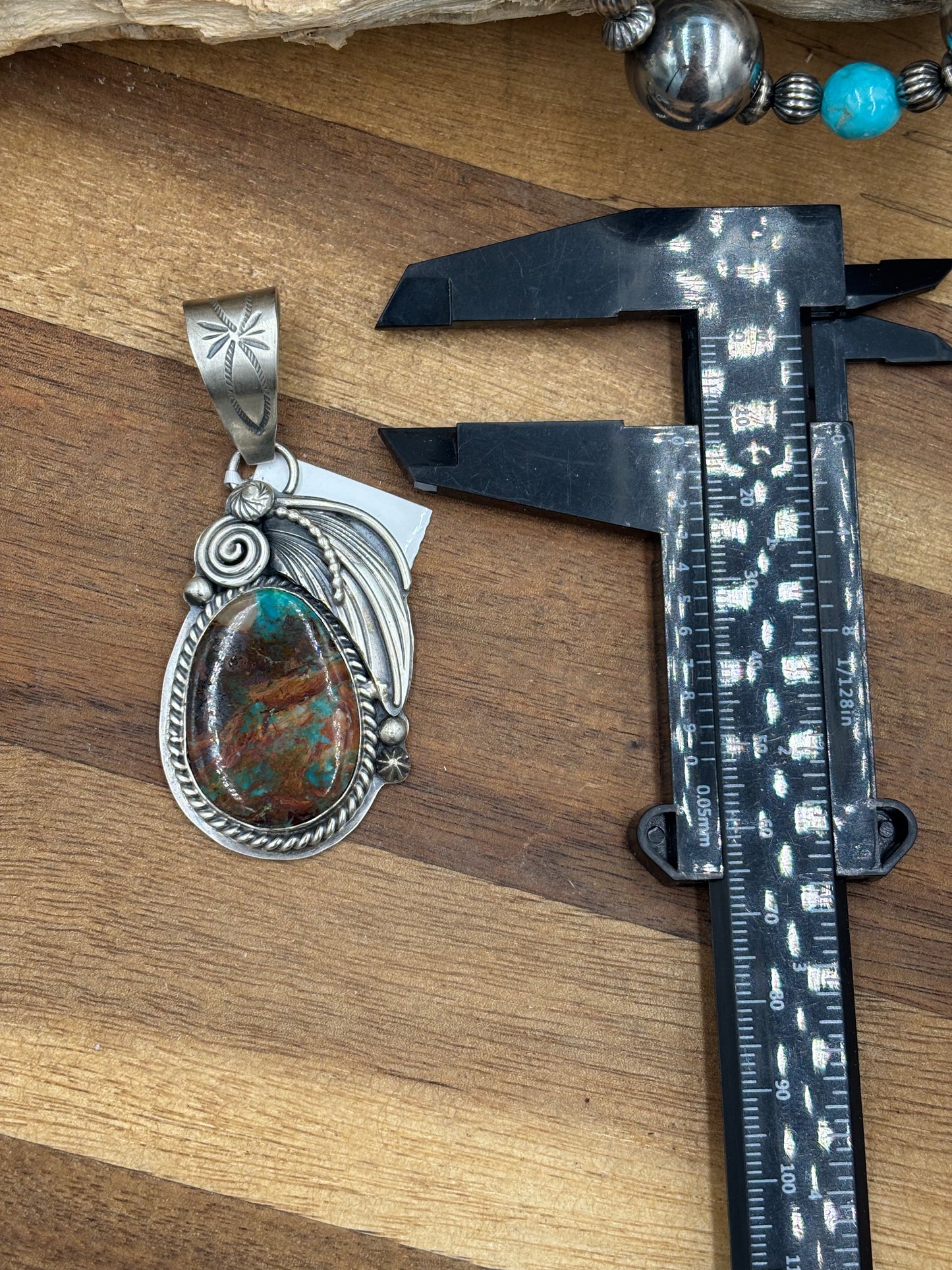 Royston Turquoise Pendant by Gabriel Jurardo, Mexican