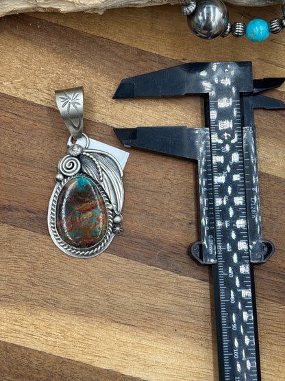 Royston Turquoise Pendant by Gabriel Jurardo, Mexican