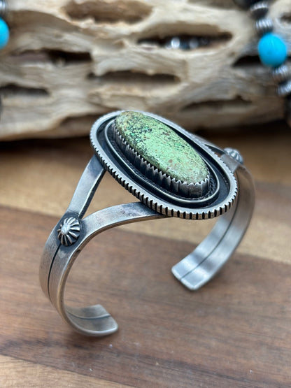Gaspeite Cuff by Tom Dinetso, Navajo