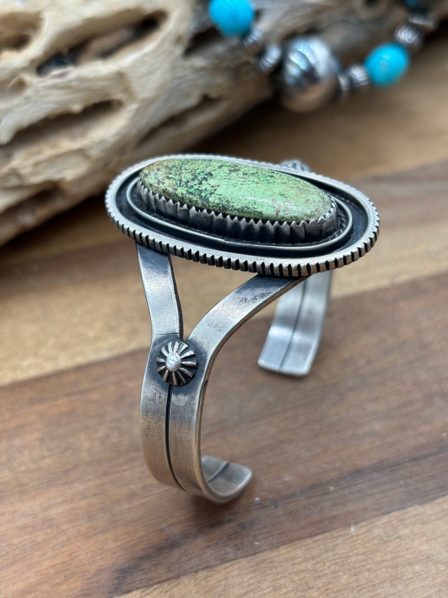 Gaspeite Cuff by Tom Dinetso, Navajo