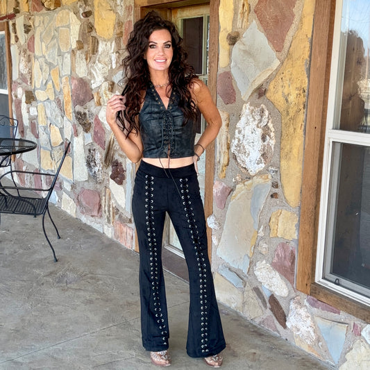 Sundance Suede Lace Flare Pants