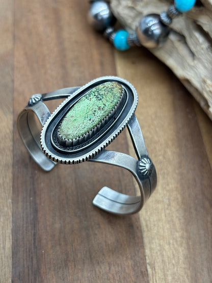 Gaspeite Cuff by Tom Dinetso, Navajo