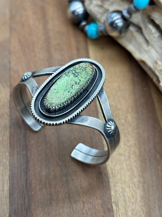 Gaspeite Cuff by Tom Dinetso, Navajo