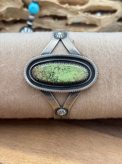 Gaspeite Cuff by Tom Dinetso, Navajo