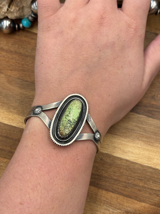 Gaspeite Cuff by Tom Dinetso, Navajo