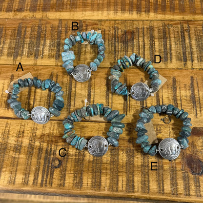 Turquoise Nugget & Buffalo Bracelet
