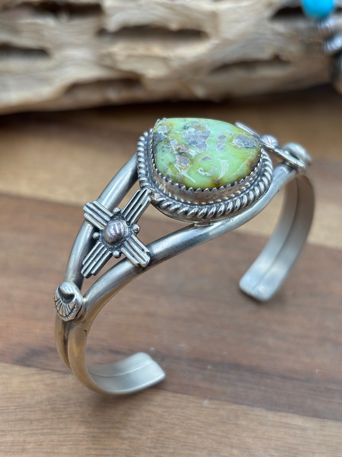 Palomino Zia Cuff by Gabriel Jurardo, Mexican