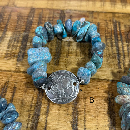 Turquoise Nugget & Buffalo Bracelet