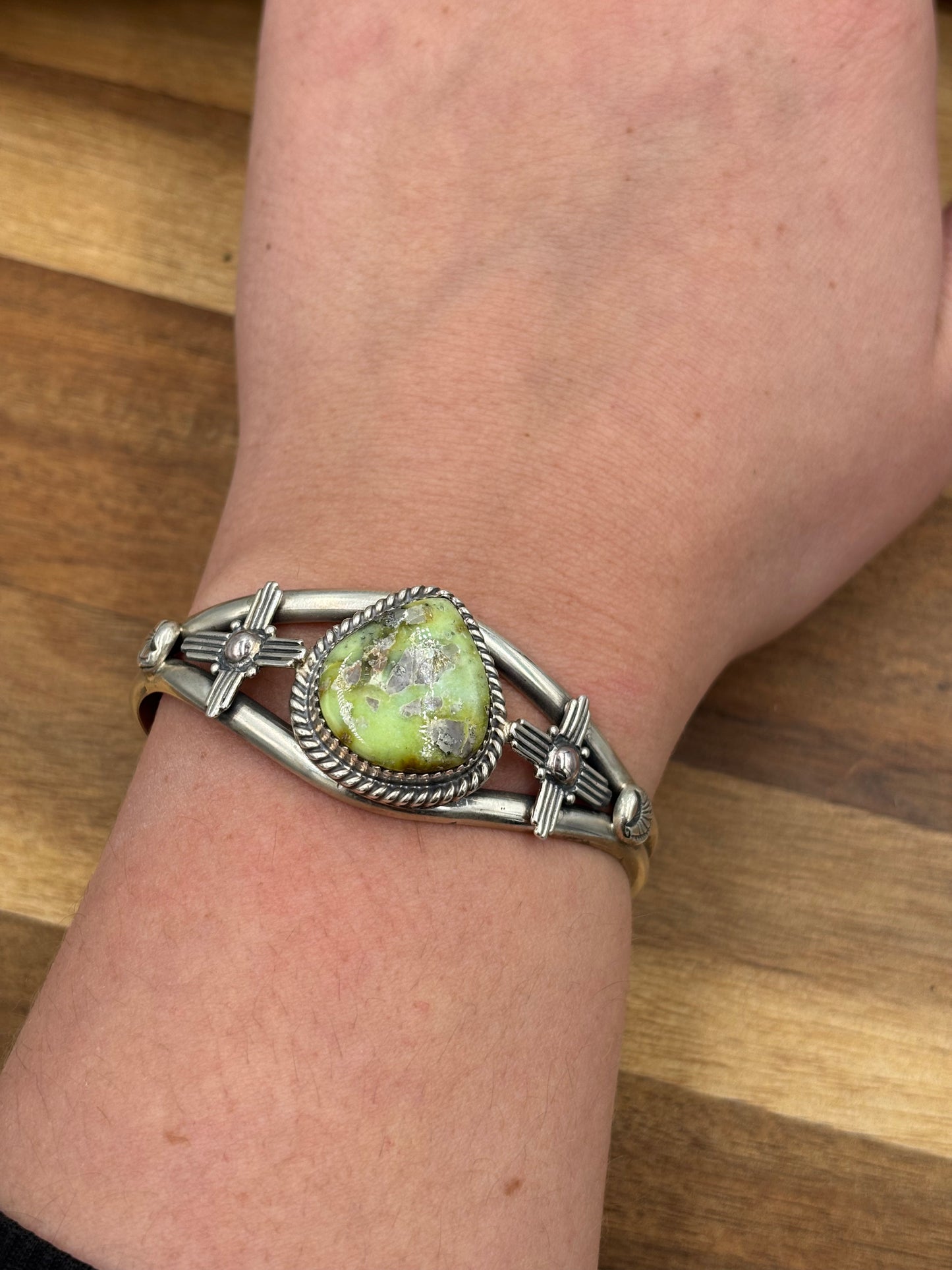 Palomino Zia Cuff by Gabriel Jurardo, Mexican
