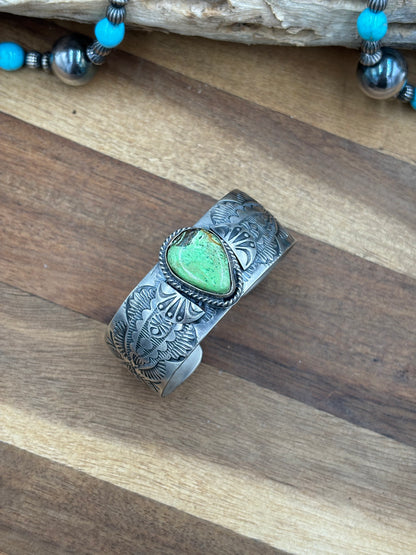 Gaspeite Cuff by Boyd Ashley, Navajo