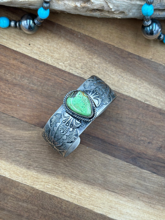 Gaspeite Cuff by Boyd Ashley, Navajo