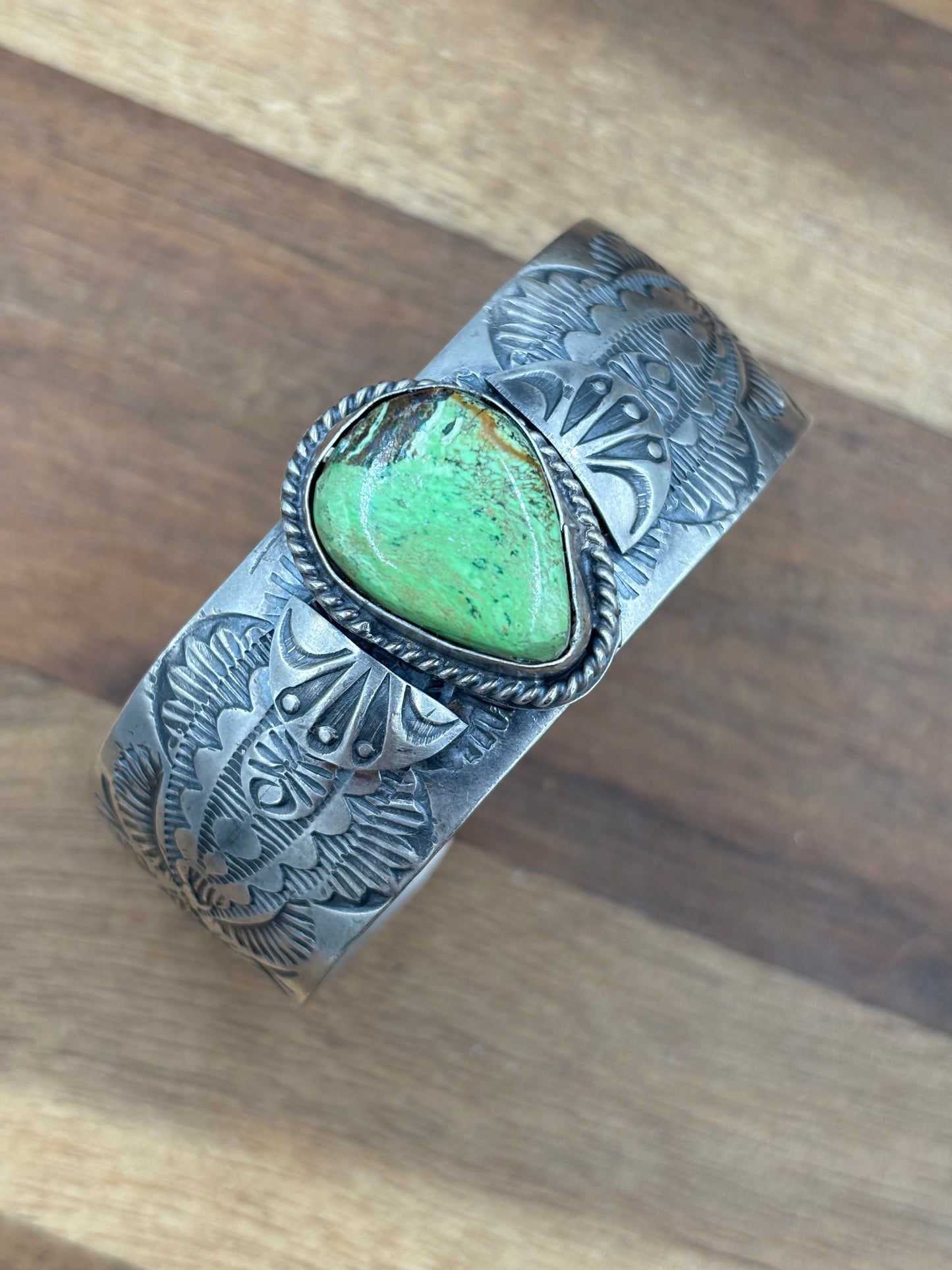 Gaspeite Cuff by Boyd Ashley, Navajo