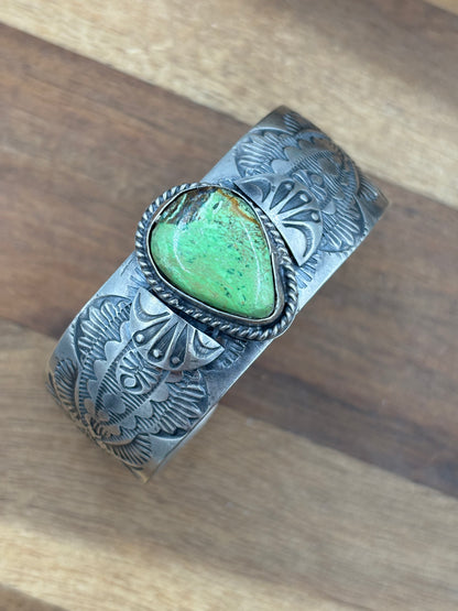 Gaspeite Cuff by Boyd Ashley, Navajo