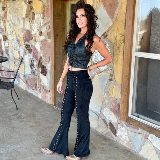 Sundance Suede Lace Flare Pants